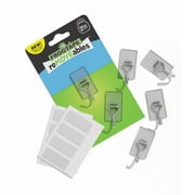 FrogTape reMOVEables Medium Clear Wire Hooks, 6 Hooks and 8 Adhesive Strips