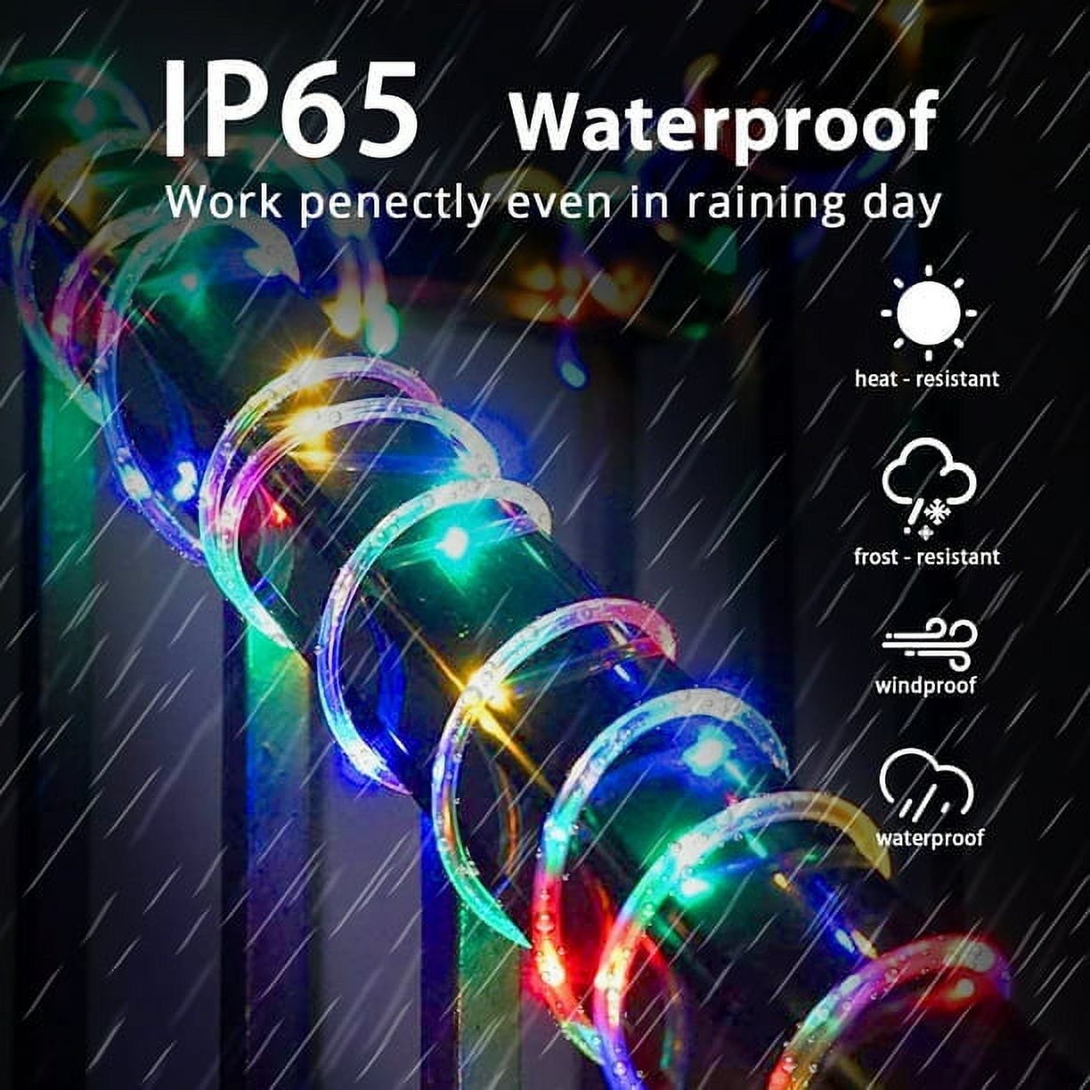ZOELNIC 100 LEDs 40ft Solar Rope Tube Lights Waterproof String Lights with 8 Lighting Mode Outdoor Garden Decorative Lights for Christmas Wedding Party, Colorful