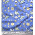 thumbnail image 1 of Soimoi Blue Rayon Crepe Fabric Star Anise,Lemon & Garlic Vegetable Fabric Prints By Yard 46 Inch Wide, 1 of 1