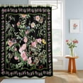 thumbnail image 4 of Shower Curtain Pink Flowers Green Leaves Shower Curtains for Bathroom Decor, Waterproof Polyester Shower Curtain Set with Hooks, Small Stall Size 36" x 72" Bird Branches Black, 4 of 9