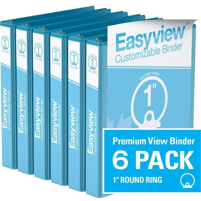 Davis Group, Easyview Premium, Round Ring, Customizable, View Binder, 6 Pack, 1"