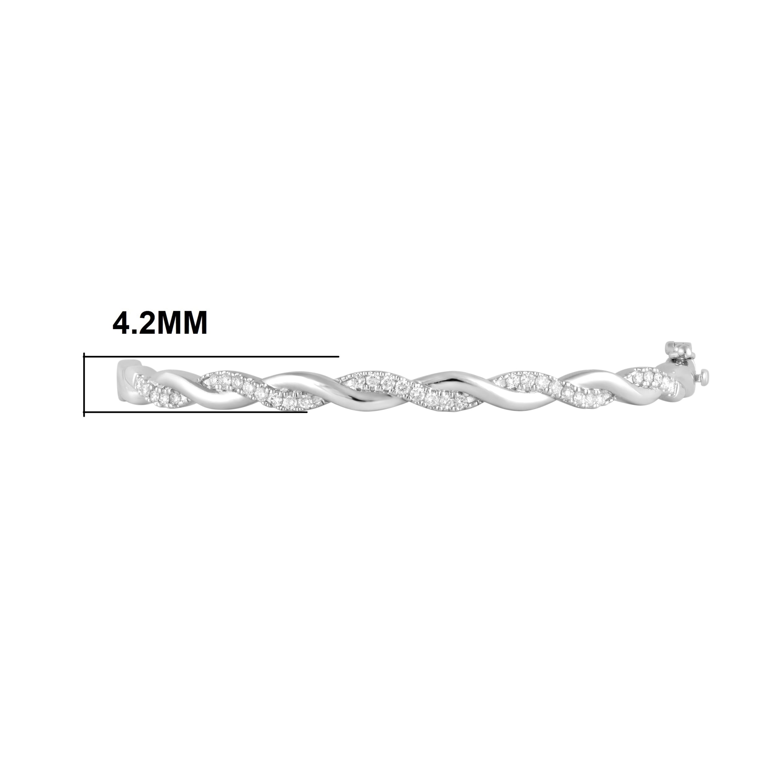 Unique Moments 1/2 Ct Round Lab Grown Diamond Infinity Bangle in Silver for Women (H-I, SI-I1)