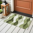 thumbnail image 4 of 2x3 Ft Entryway Area Rug, Sage Green Stripes Kitchen Rug Runner Washable Floor Mat, Retro Farmhouse Abstract Ripple Non Slip Indoor Door Mat Throw Carpet for Bathroom Living Room Bedroom, 4 of 8