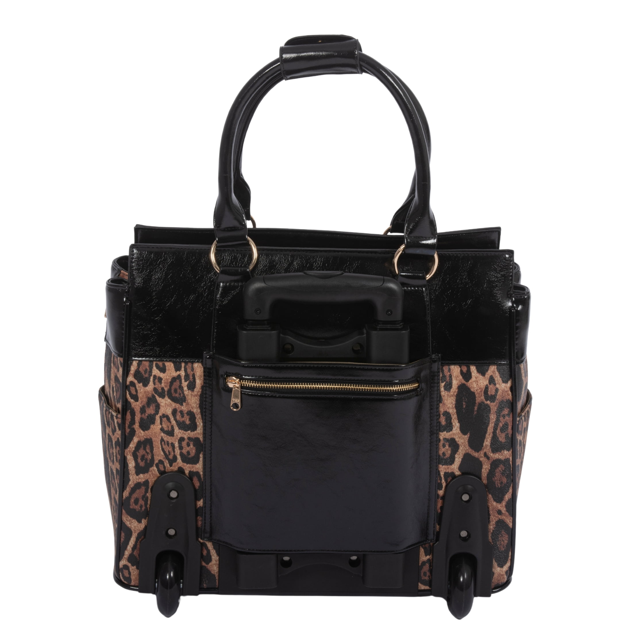 London Leopard Rolling Laptop Bag for Women Computer Case | Fits 13"-17" Laptop | Stylish Business Briefcase for Ladies