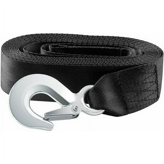Trailer Winch Strap With Safety Carabiner For Boat Or Car Breaking Strength Working Load,Black,4 Meters