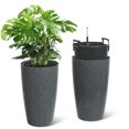 thumbnail image 1 of GloryStar Set of 2 Tall Plastic Self-Watering Planters, Includes Built-In Drainage and Water Level Indicator, Versatile for Patio, Porch, Living Room, Office, or Any Indoor/Outdoor Setting, 1 of 9