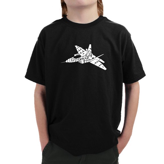 LA Pop Art Boy's Word Art T-shirt - FIGHTER JET - NEED FOR SPEED