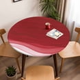 thumbnail image 2 of Modern Red Gradient Stripe Round Fitted Tablecloth with Elastic Edge,Waterproof Table Cloth Fits Tables Up to 55"-60",Wipeable Washable Table Cover for Indoor Outdoor Dinning,Ocean Wave Ombre Theme, 2 of 9