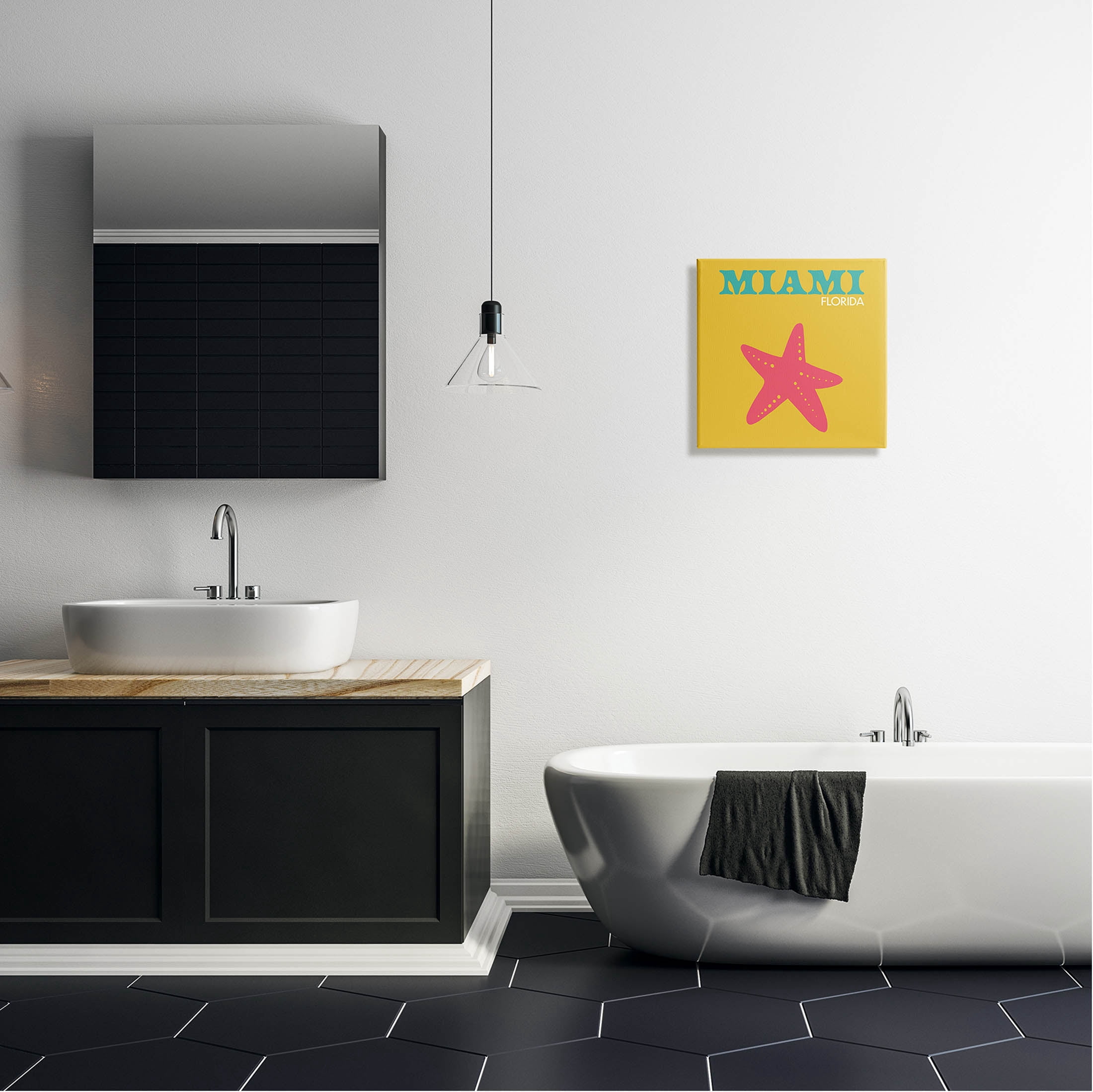 Stupell Industries Vivid Miami Starfish Silhouette Graphic Art Gallery Wrapped Canvas Print Wall Art, Design by The Saturday Evening Post