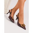 thumbnail image 6 of On feet & in love Women's Pointed Toe Geometric Buckle Slingback Heels - Dual Strap Stiletto Dress Pumps with Adjustable Ankle Strap,6,Wine-red, 6 of 8