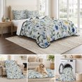 thumbnail image 5 of Queen Quilt Set 90''x96'', Blue Yellow Spring Floral Lightweight Bedspread Coverlet Set with 2 Pillow Shams, Elegant Summer Botanical Green Breathable All Season Quilt Bedding for Bedroom/Guest Room, 5 of 8