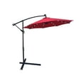 thumbnail image 4 of 8 Ribs Outdoor Patio Umbrella with Solar Powered LED, Sun Shade Umbrella with Wind Vent, 10 ft Waterproof Umbrella with Crank and Cross Base, Suitable for Garden, Backyard, Swimming Pool, Red, 4 of 6