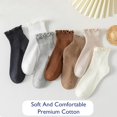 thumbnail image 2 of 6 Pairs of Ruffle Socks Women, Ruffle Turn-Cuff Casual Cute Girl Ruffle Socks Breathable Cool Ruffle Ankle Socks, 2 of 6