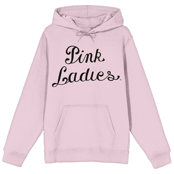 Grease Pink Ladies Logo Long Sleeve Cradle Pink Adult Hooded Sweatshirt-Small