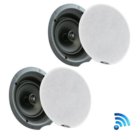 Pyle PDICBT87 - Dual 8.0’’ Bluetooth Ceiling / Wall Speaker Kit, (2) Flush Mount 2-Way Speakers, 400