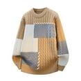 thumbnail image 5 of Men's Fashion Knit Sweater Loose Fit Round Neck Pullover Long Sleeve for Casual Everyday Wear and Winter Holiday Season,Khaki,XL, 5 of 5