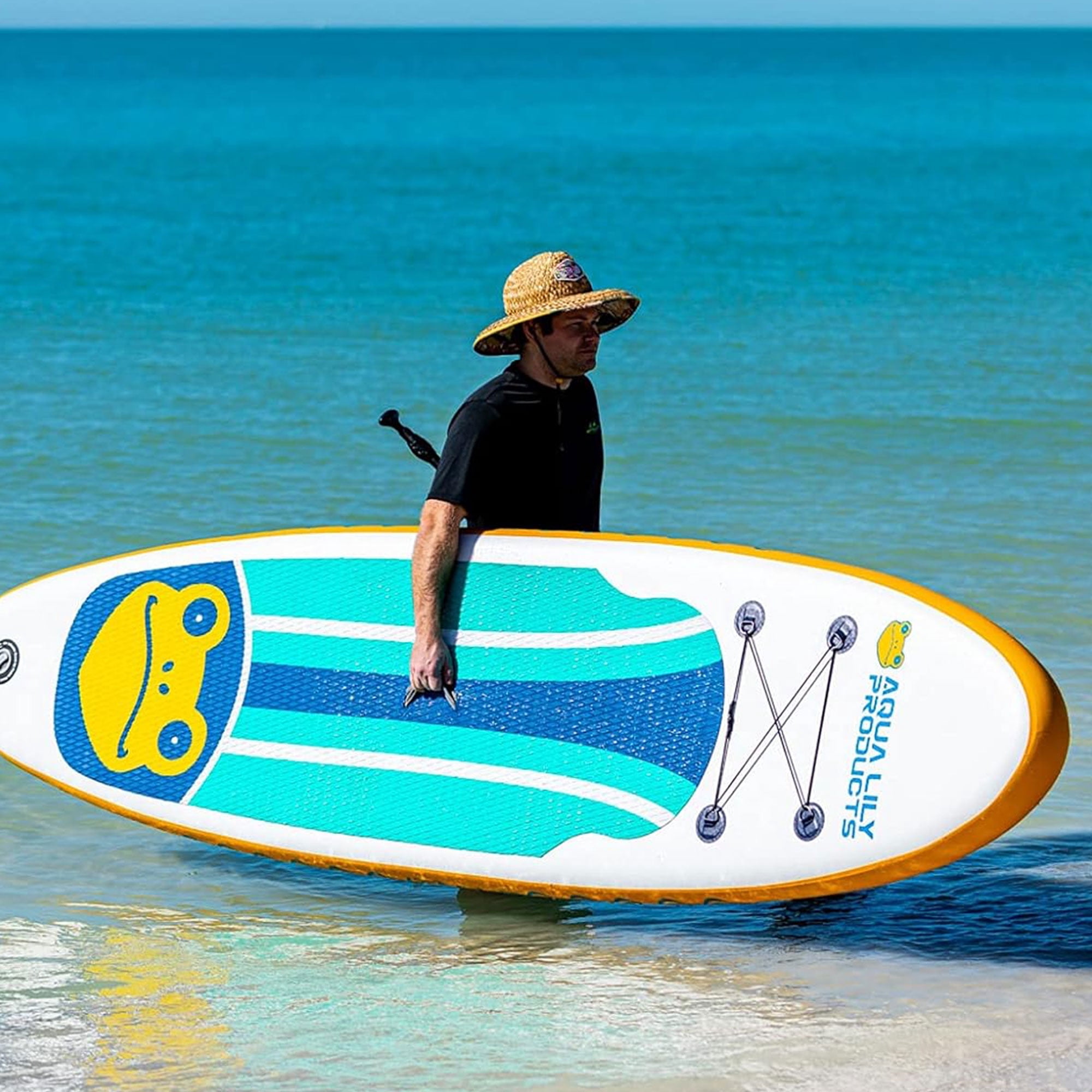 Aqua Lily Pad Premium Inflatable Stand Up Paddle Board w/Accessories & Bag