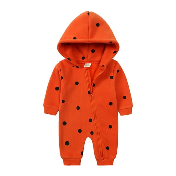 Lenago Newborn Baby Boy Girl Jumpsuit Pumpkin Ghost PrintLong Sleeve Hooded Romper One Piece Bodysuit Clothes