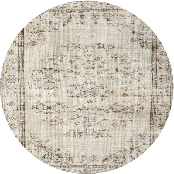 Ahgly Company Indoor Round Contemporary Camel Brown Abstract Area Rugs, 6' Round