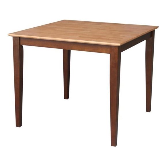 Pemberly Row Modern Solid Wood Top Table in Cinnamon/Espresso