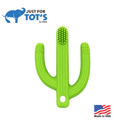 Just For Tots by MAD - Cactus Teething Toothbrush - 2-in-1 Baby Teether Toy - Gum Soother and Massager for Natural Teething Relief - Made of Soft, BPA-Free Food Grade Silicone - Green
