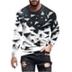 thumbnail image 2 of Blusas y camisas de manga larga con cuello redondo para hombre, blusa informal de manga larga con cuello redondo y estampado de rayas, blusa de poliéster para hombre, 2 of 5