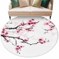 thumbnail image 2 of Cherry Blossoms Round Area Rug 7 FT, Non Slip Living Room Area Carpet, Pink Pastoral Modern Gradient Spring Washable Soft Circular Rug Non-Shedding Floor Carpet for Bedside Office Play Room Classroom, 2 of 9