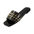 thumbnail image 3 of Women's Sandals Black Flat Studded Slides Open-Toe Slip-On Comfortable Lightweight Breathable Non-Slip Summer Beach Casual Dressy Shoes for Women,Black 41, 3 of 5