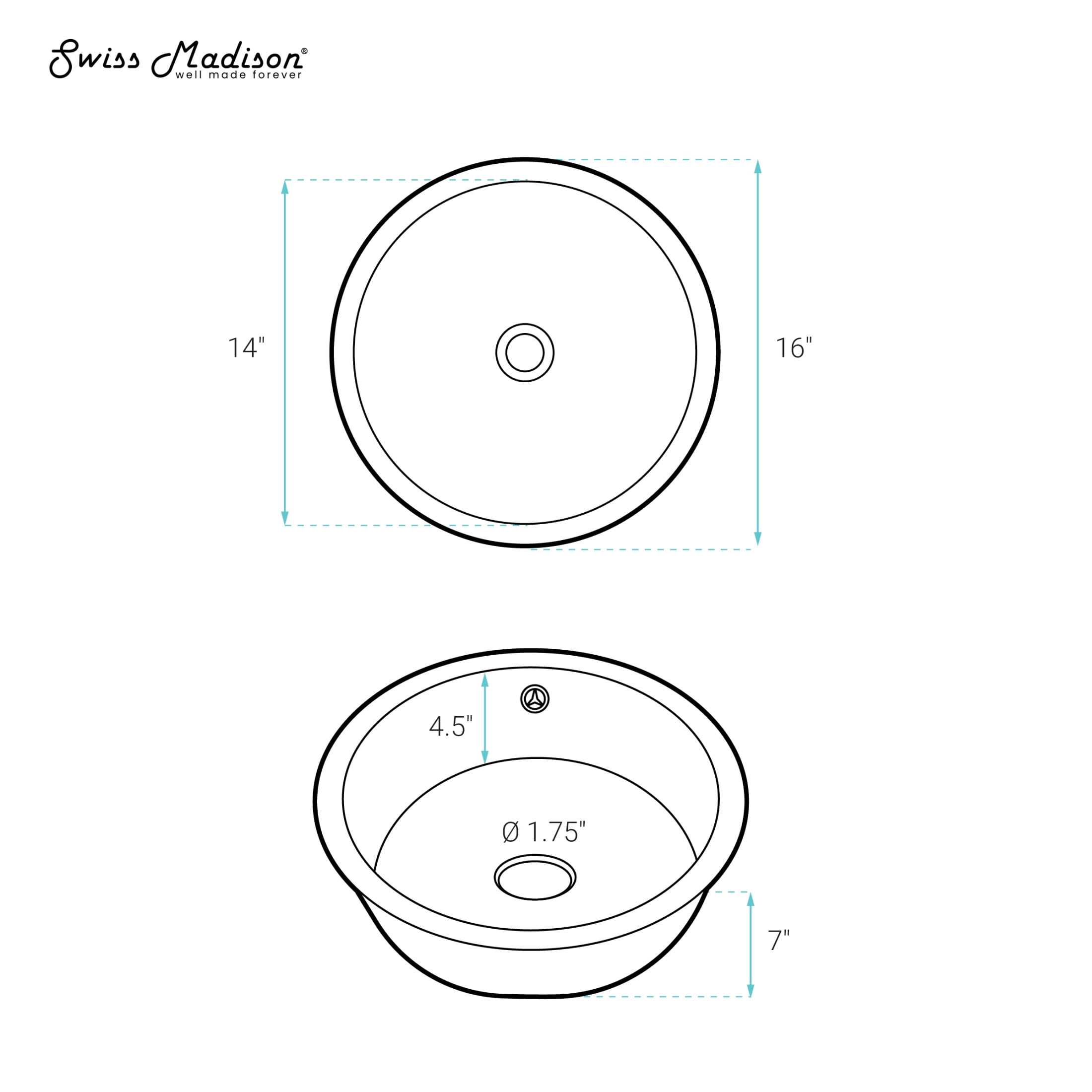 Monaco 16" Ceramic Undermount Bathroom Sink in Glossy White