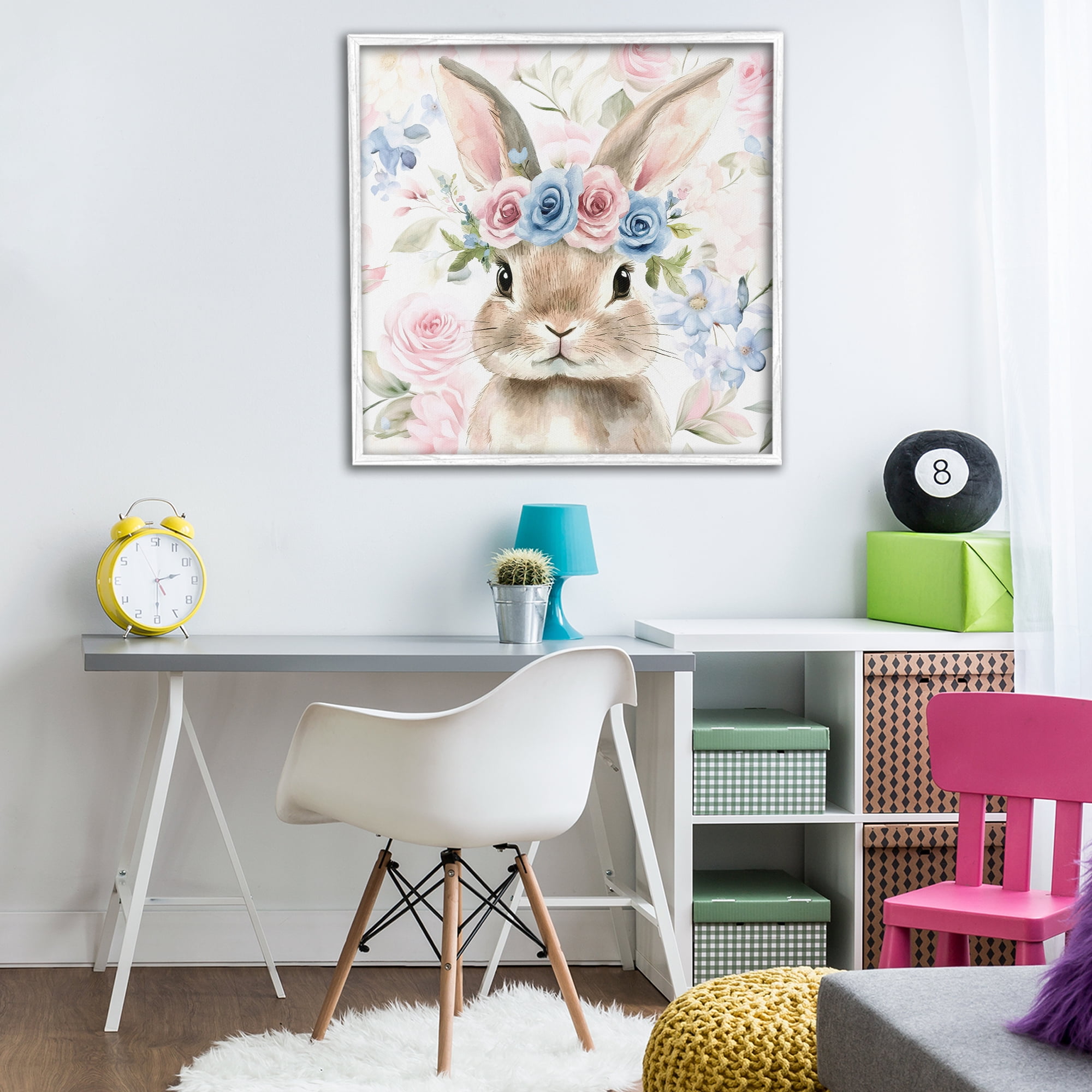Stupell Industries Flower Power Bunny White Framed Giclee Art, design by Tina LeCour