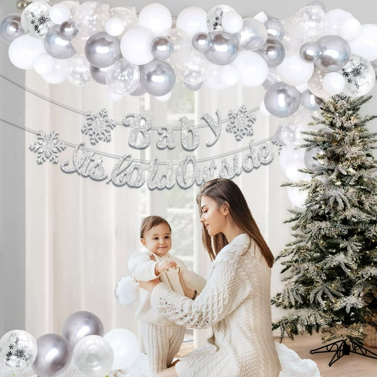 380 Pcs Winter Wonderland Baby Shower Confetti - Snowflake, Blue & Silver Paper Confetti For Table Decor