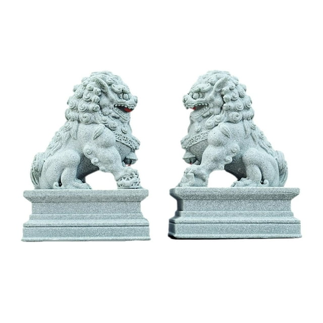 2 piezas mini estatuas de león de piedra, decoración de acuario, decoración china de Feng Shui, adorno para pecera, figuras de león para gabinete