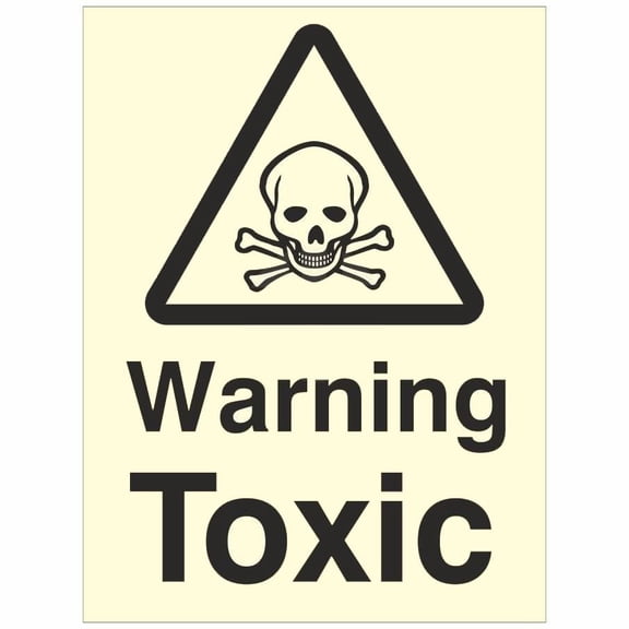 Warning Toxic Sign Glow In Dark Metal Sign Danger Warning Notice Safety Tin Sign Size: 8 x 12 inch