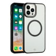 thumbnail image 6 of For Apple iPhone 14 Pro Case, Transparent Back Hybrid Case - Magnetic Circle, Color Frame, Metal Buttons, MagSafe Compatible Phone Cover (Black), 6 of 10