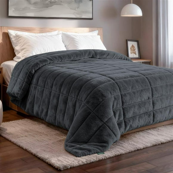 Cobertor Afelpado Dreamlab, Colcha Suave Polar con Microfibras, Cálida y Transpirable para Invierno, Hipoalergénico, Tamaño Individual, Grafito