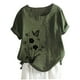 thumbnail image 2 of ICHUANYI Clearance Women's Summer Casual Round Neck Short Sleeve Printing Loose Shirt Tops(Army Green, L) ICHUANYI WER2023081100453, 2 of 3