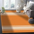 Autumn Orange White Geometric Stripes Area Rugs, Retro Country