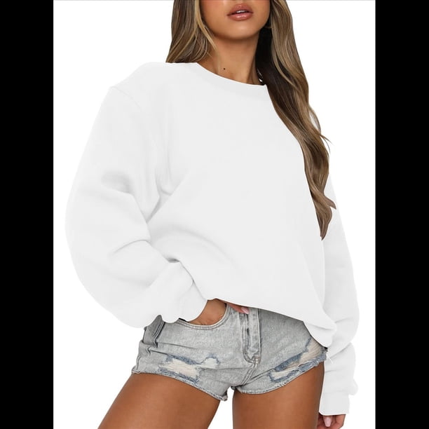 Sudaderas de Larga para Mujer, Cuello Redondo, Jerséis Holgados, Tops de Otoño M