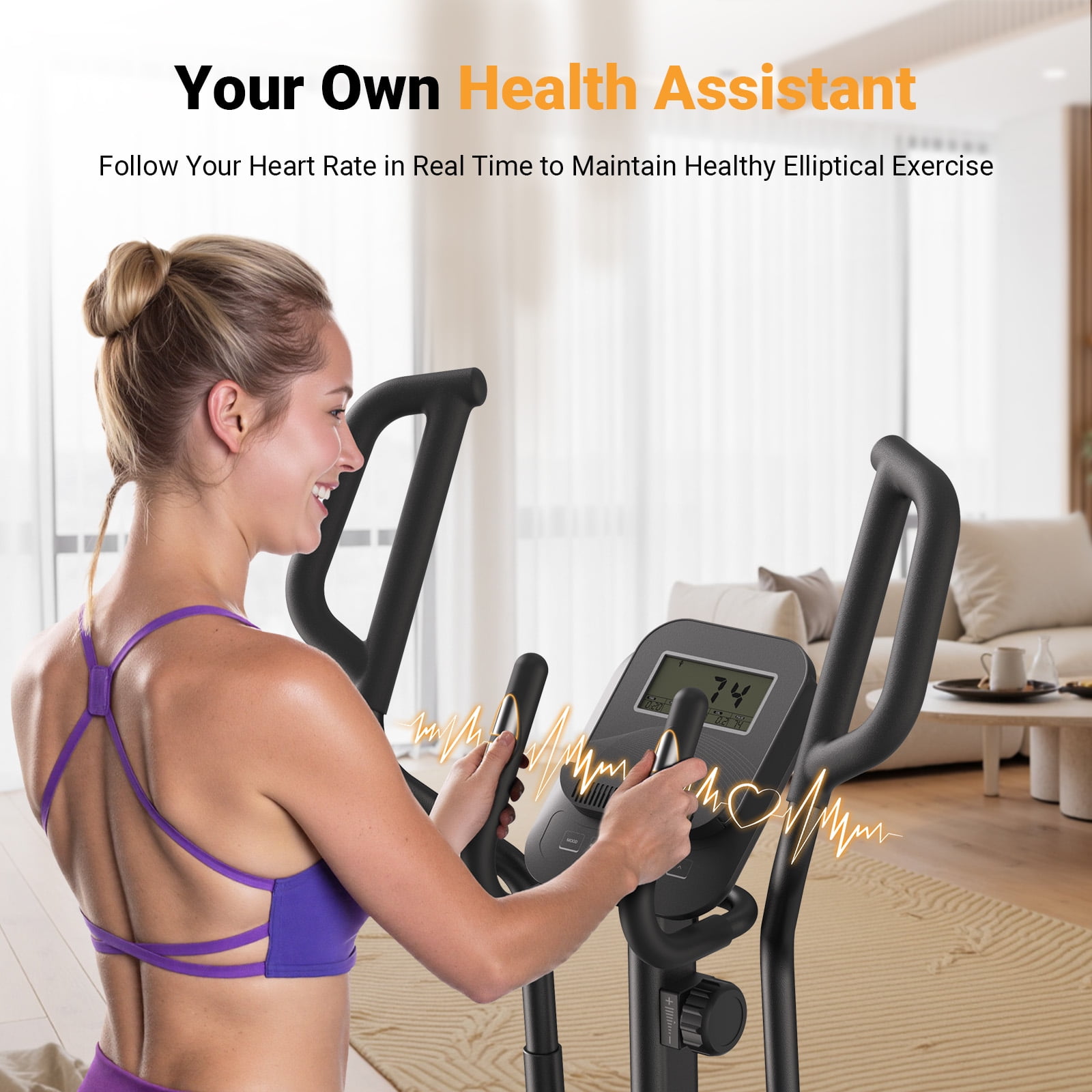 MERACH Quiet Elliptical Machine for Home Use, 19" Stride, Low-Impact Cardio, 400 lbs Capacity, Smooth & Joint-Friendly Exercise Equipment