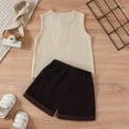 thumbnail image 4 of Otqutp Baby Beach Outfits Set for Summer Toddler Boys Girls Sleeveless Solid T Shirt Vest Tops Shorts Outfits for 6M to 4 Years, 4 of 6