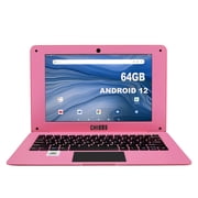 Kids Portable Laptop Computer, 10.1 Inch Education & Games Laptop, Powered by Android 12, 2GB + 64GB Rom-PINK