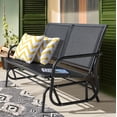thumbnail image 4 of Nuu Garden Outdoor Patio Swing Glider Beach Chair with Powder Coated Steel Frame and Breathable Seat Fabric Outdoor Loveseat, Black and Gray, 4 of 10