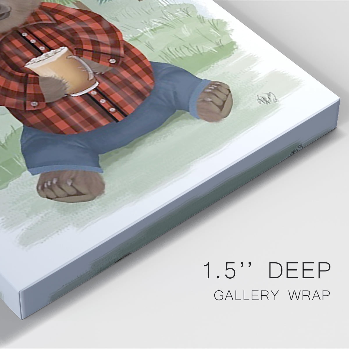 Lumberjack Bear Latte Premium Gallery Wrapped Canvas - Ready to Hang