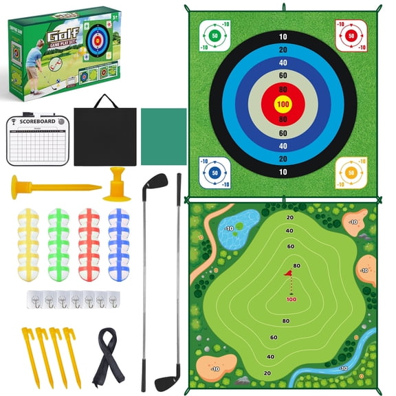 AYAMAYA Golf Chipping Game with Double-Sided Mat, Portable Golf Chip and Practice Set for Backyard Indoor Outdoor Family Battle Game