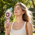 thumbnail image 4 of Handheld Misting Fan Portable, 4000mAh Rechargeable Water Spray Fan, 4 Speeds Foldable Personal Cooling Fan with Lanyard, Travel Outdoor Summer Gift, 4 of 6