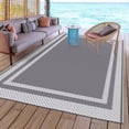 thumbnail image 3 of Kzaei Waterproof Outdoor Rug, 4'x6' Reversible Plastic Camping Area Rugs Decor, Gray & White, 3 of 11