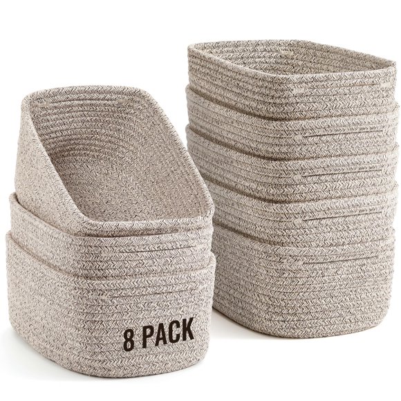 Canastas de almacenamiento Snuvid, 8 piezas, tejido de cuerda, 29 x 19 x 12 cm, marrón