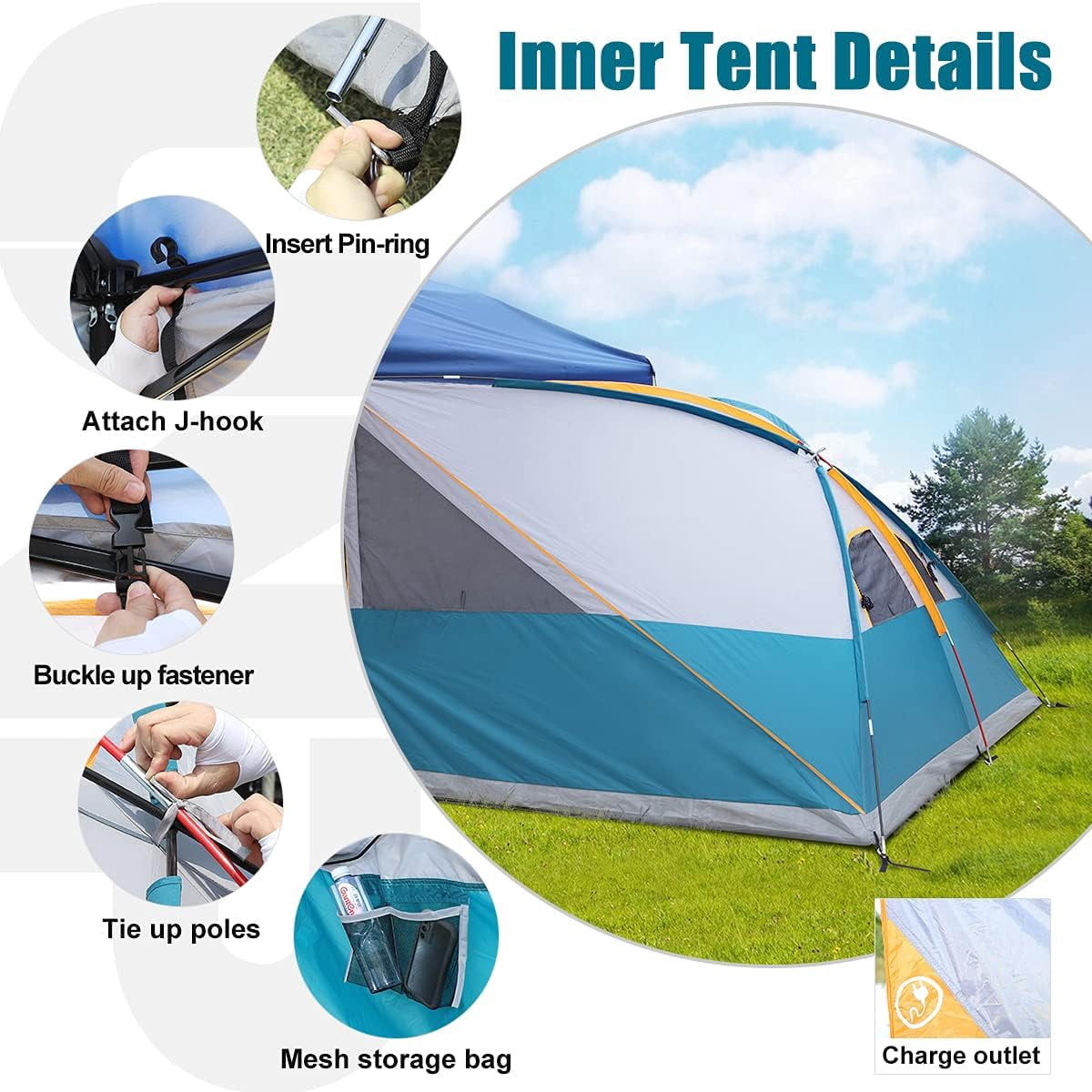 Camping Cube | Pop Up Canopy Side Tent for 10' x 10' Canopies Tent Easy Set Up Gazebo (Canopy/SHELTER NOT Included), Ocean Blue
