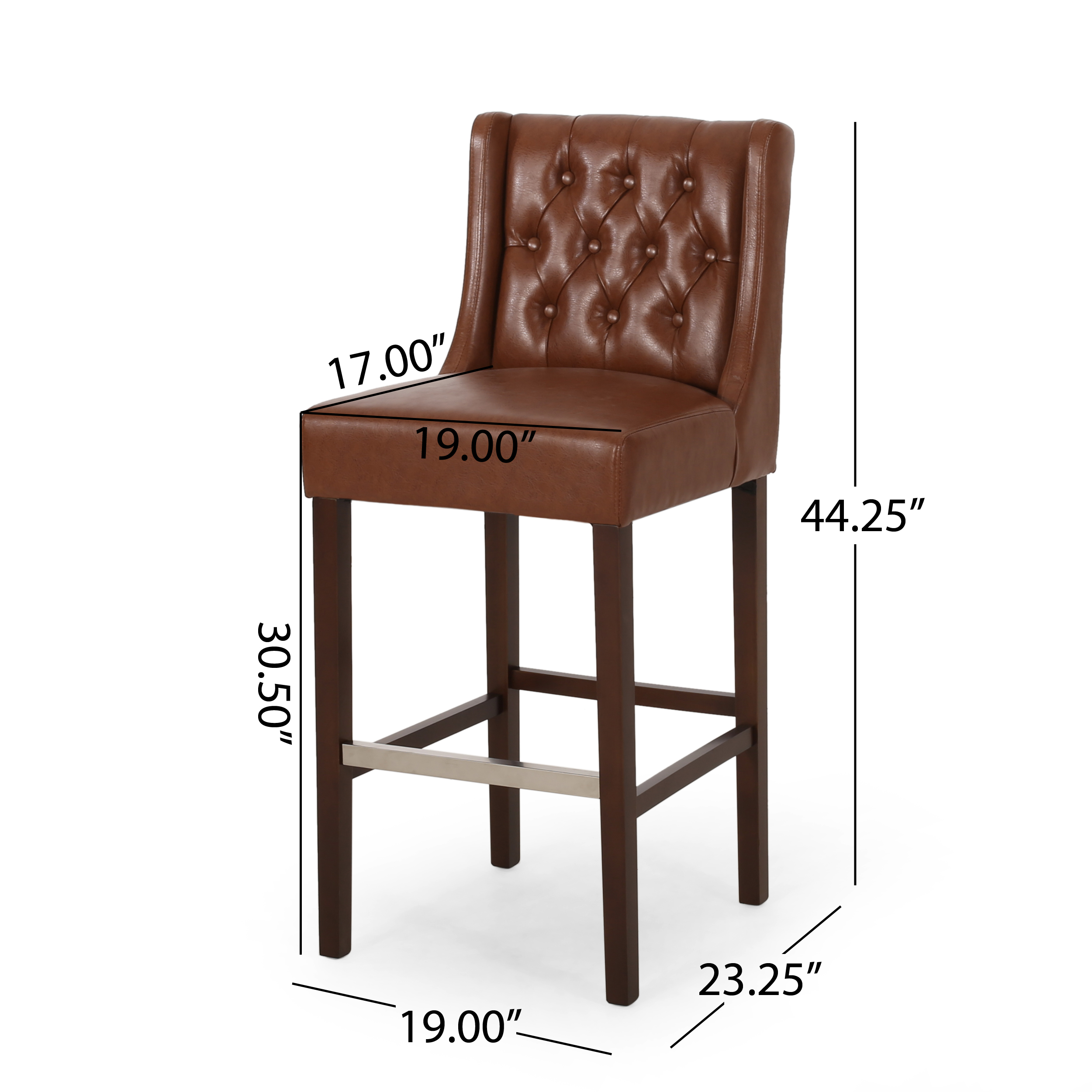 Noble House Daylanie Barstools, Cognac Brown, Espresso