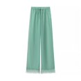 thumbnail image 4 of HH TRAF Otoño Mujer Elástico Cintura Cordón Pluma Decorar Sólido 2 Colores Pantalón Mujer Diseño Nicho Pierna Ancha Pantalones Largos Mujer, 4 of 4